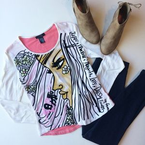 Custo Barcelona Long Sleeve Top Art Flower Girl